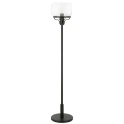 Tatum Globe & Stem Floor Lamp With Glass Shade In Blackened Bronze/Seeded