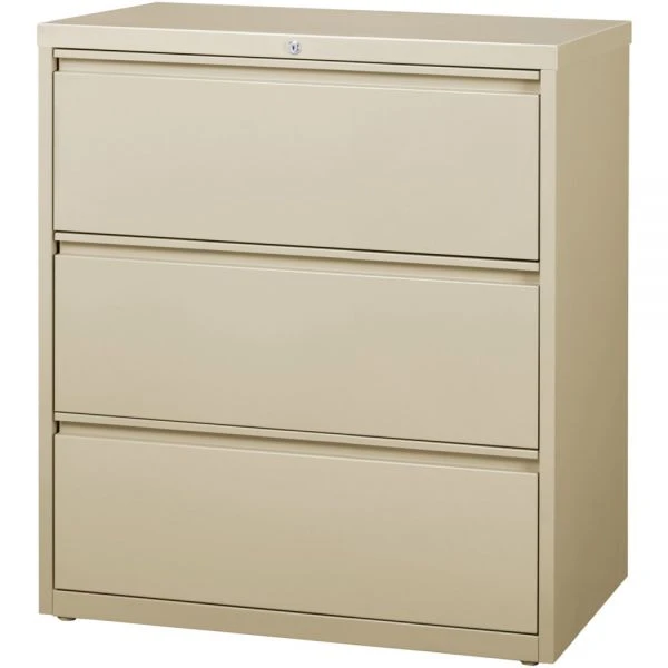 Lorell 3 Drawer Lateral File Cabinet Combo Unit, Letter/Legal/A4, 36" Wide, Putty 2 Lorell 3 Drawer Lateral File Cabinet Combo Unit, Letter/Legal/A4, 36" Wide, Putty - Image 2