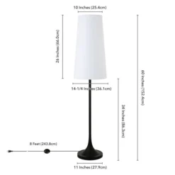 Yana 60" Tall Floor Lamp With Fabric Shade In Blackened Bronze/White -office furniture sale ec623b73a1d0939abd8365f270e79a7827