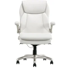 Serta Smart Layers Brinkley Ergonomic Bonded Leather High-Back Executive Chair, White/Silver -office furniture sale ec82f42ff1e8aca1083e954aed288ccc3c