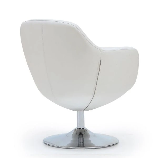 Caisson Faux Leather Swivel Accent Chair In White And Polished Chrome (Set Of 2) 2 Caisson Faux Leather Swivel Accent Chair In White And Polished Chrome (Set Of 2) - Image 2