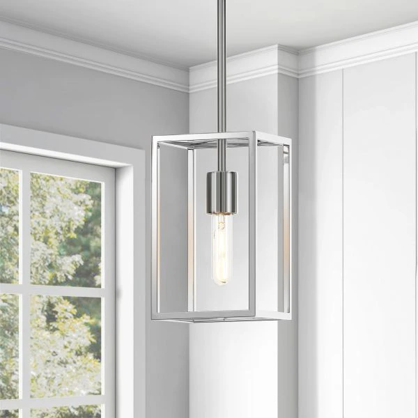 Cuadro 6" Wide Open-Framed Pendant In Nickel/No Shade 2 Cuadro 6" Wide Open-Framed Pendant In Nickel/No Shade - Image 2