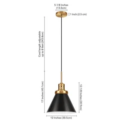 Zeno 12" Wide Pendant With Metal Shade In Brushed Brass/Blackened Bronze -office furniture sale eccc3bb86df59616e22730957d97e83a16