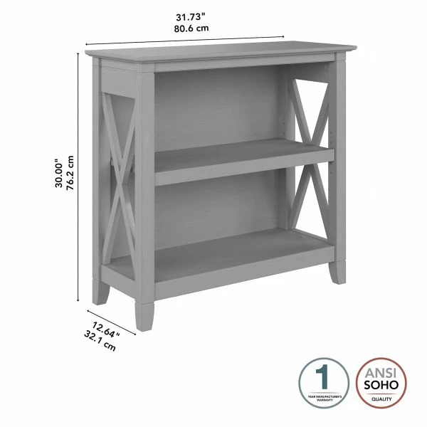 Bush Furniture Key West Small 2 Shelf Bookcase In Cape Cod Gray 6 Bush Furniture Key West Small 2 Shelf Bookcase In Cape Cod Gray - Image 6