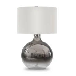 Laelia 24.75" Tall Table Lamp With Fabric Shade In Chrome Glass/White
