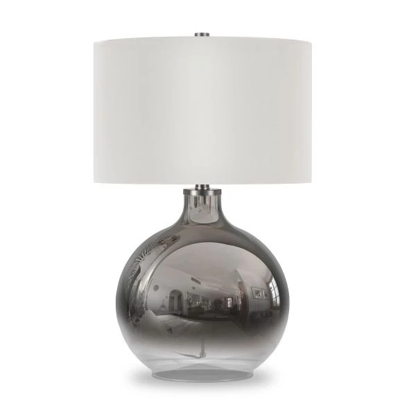 Laelia 24.75" Tall Table Lamp With Fabric Shade In Chrome Glass/White 1 Laelia 24.75" Tall Table Lamp With Fabric Shade In Chrome Glass/White