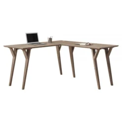 Trezza 62"W L-Shaped Desk, Light Oak