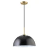 Jordyn 16" Wide Pendant With Metal Shade In Matte Black/Brushed Brass