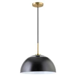 Jordyn 16" Wide Pendant With Metal Shade In Matte Black/Brushed Brass