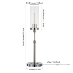 Frieda 26.68" Tall Table Lamp With Glass Shade In Polished Nickel/Clear -office furniture sale ed580d44d11048360b4c64dd4f81cefbe9