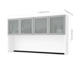 Bestar Pro-Concept Plus Hutch With Frosted Glass Doors In White