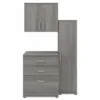 Bush Business Furniture Universal 44W 3 Piece Modular Storage Set With Floor And Wall Cabinets In Platinum Gray