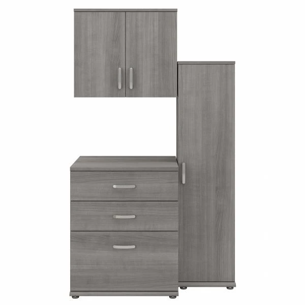 Bush Business Furniture Universal 44W 3 Piece Modular Storage Set With Floor And Wall Cabinets In Platinum Gray 1 Bush Business Furniture Universal 44W 3 Piece Modular Storage Set With Floor And Wall Cabinets In Platinum Gray