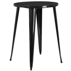 Philip Commercial Grade 30" Round Black Metal Indoor-Outdoor Bar Height Table