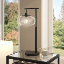 Blume 25" Tall Arc Table Lamp With Glass Shade In Blackened Bronze/Seeded 10 Blume 25" Tall Arc Table Lamp With Glass Shade In Blackened Bronze/Seeded -office furniture sale eee787b59825c81efbe910f4d99575d132