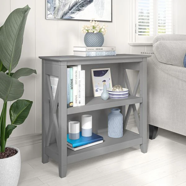 Bush Furniture Key West Small 2 Shelf Bookcase In Cape Cod Gray 2 Bush Furniture Key West Small 2 Shelf Bookcase In Cape Cod Gray - Image 2
