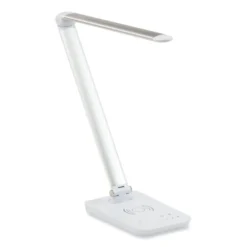 Safco Vamp LED Wireless Charging Lamp, Multi-pivot Neck, 16.75" High, Silver, Ships In 1-3 Business Days