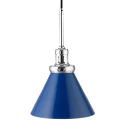 Zeno 8.5" Wide Pendant With Metal Shade In Blue/Polished Nickel/Blue -office furniture sale ef461e2b0940e7b53118c4bf1693cda1e2