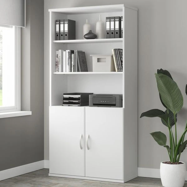 Bush Business Furniture Studio A Tall 5 Shelf Bookcase With Doors In White 8 Bush Business Furniture Studio A Tall 5 Shelf Bookcase With Doors In White - Image 8