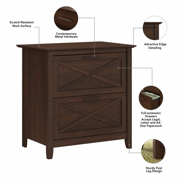 Bush Furniture Key West 2 Drawer Lateral File Cabinet In Bing Cherry 6 Bush Furniture Key West 2 Drawer Lateral File Cabinet In Bing Cherry - Image 6