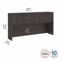 Bush Business Furniture Hybrid 72W Desk Hutch In Storm Gray -office furniture sale f038ef4a5384acffe017cd6be79114253b