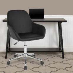 Cortana Home And Office Mid-Back Chair In Black LeatherSoft