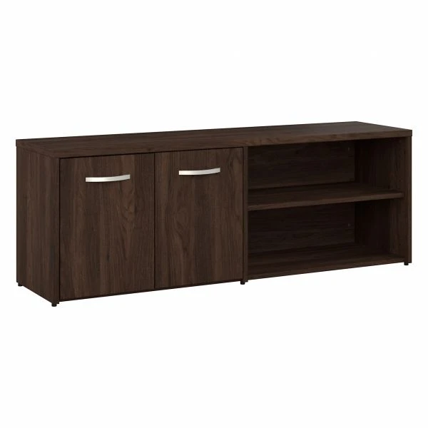 Bush Business Furniture Hybrid Low Storage Cabinet With Doors And Shelves In Black Walnut 1 Bush Business Furniture Hybrid Low Storage Cabinet With Doors And Shelves In Black Walnut