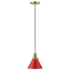 Zeno 8.5" Wide Pendant With Metal Shade In Poppy Red/Brass/Poppy Red