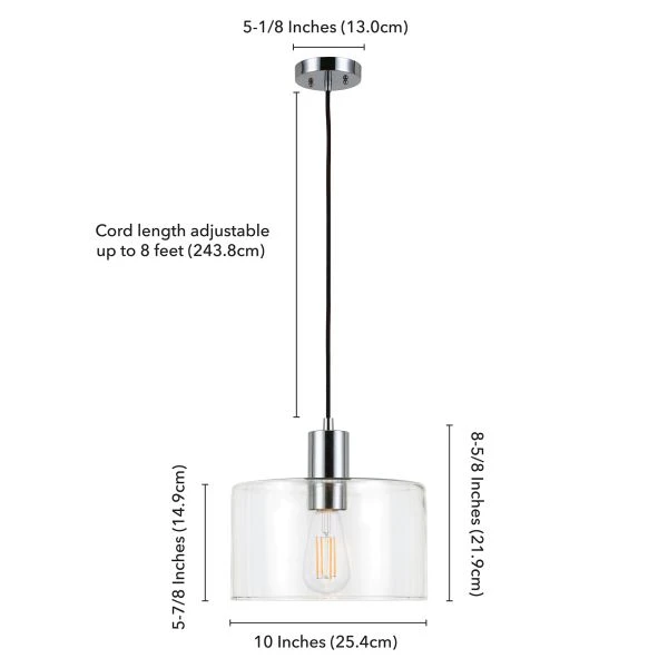 Henri 10" Wide Pendant With Glass Shade In Polished Nickel/Clear 4 Henri 10" Wide Pendant With Glass Shade In Polished Nickel/Clear - Image 4