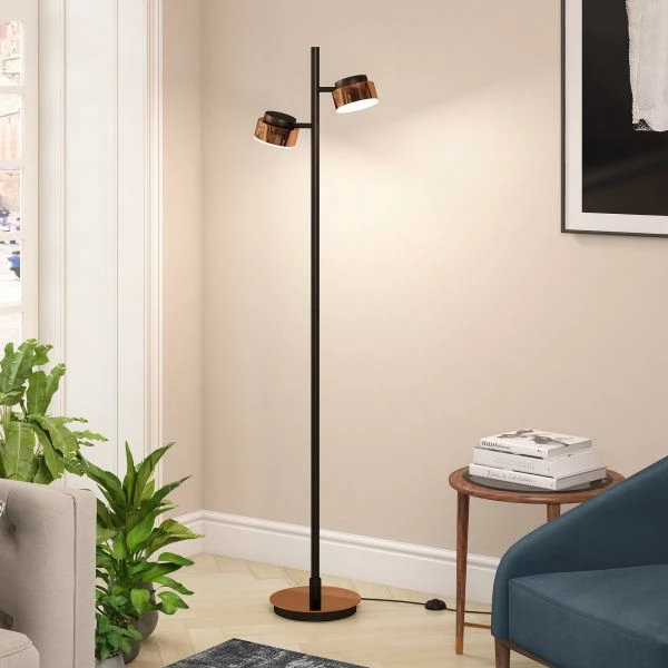 Jex 2-Light Floor Lamp With Metal Shade In Blackened Bronze/Copper/Copper 6 Jex 2-Light Floor Lamp With Metal Shade In Blackened Bronze/Copper/Copper - Image 6