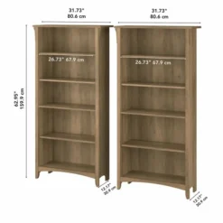 Bush Furniture Salinas Tall 5 Shelf Bookcase - Set Of 2 In Reclaimed Pine -office furniture sale f17d3de23d18f3bd1b4f6763a8c322d8fc