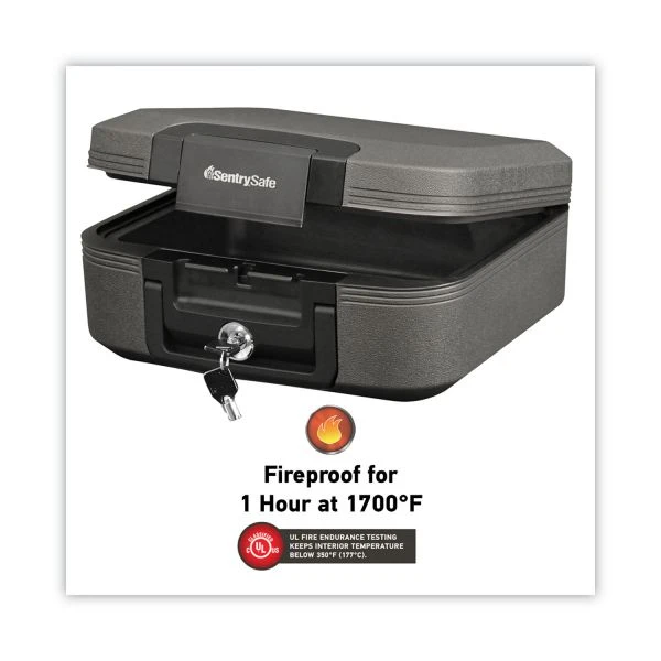 Sentry Safe Waterproof Fire-Resistant Chest, .28 Ft3, 15 1/2 X 14 3/8 X 6 5/8, Charcoal Gray 2 Sentry Safe Waterproof Fire-Resistant Chest, .28 Ft3, 15 1/2 X 14 3/8 X 6 5/8, Charcoal Gray - Image 2