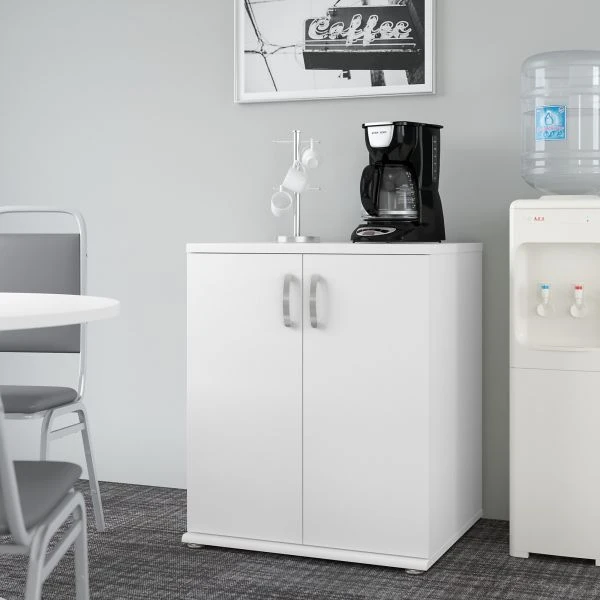Bush Business Furniture Universal Floor Storage Cabinet With Doors And Shelves In White 6 Bush Business Furniture Universal Floor Storage Cabinet With Doors And Shelves In White - Image 6