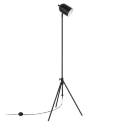 Bruno Tripod Floor Lamp With Metal Shade In Blackened Bronze/Blackened Bronze
