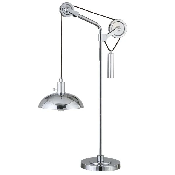 Neo 33.5" Tall Solid Wheel Pulley System Table Lamp With Metal Shade In Polished Nickel/Polished Nickel 2 Neo 33.5" Tall Solid Wheel Pulley System Table Lamp With Metal Shade In Polished Nickel/Polished Nickel - Image 2