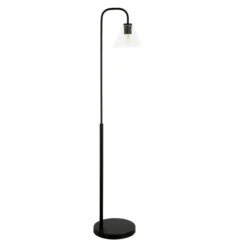 Henderson Arc Floor Lamp With Glass Shade In Blackened Bronze/Clear