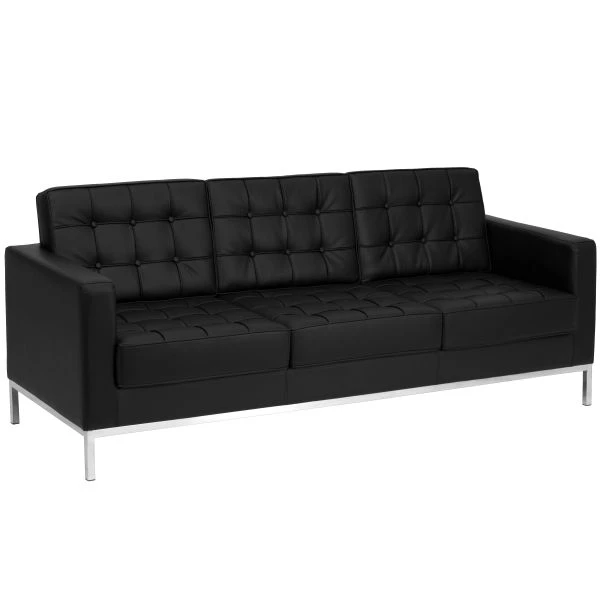HERCULES Lacey Series Contemporary Black LeatherSoft Sofa With Stainless Steel Frame 2 HERCULES Lacey Series Contemporary Black LeatherSoft Sofa With Stainless Steel Frame - Image 2