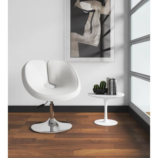 Perch Adjustable Faux Leather Chair In White And Polished Chrome 3 Perch Adjustable Faux Leather Chair In White And Polished Chrome - Image 3