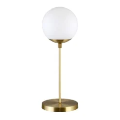 Theia 21" Tall Globe & Stem Table Lamp With Glass Shade In Brass/Clear
