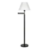 Moby Swing Arm Floor Lamp With Fabric Empire Shade In Blackened Bronze/White