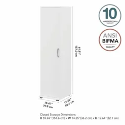 Bush Business Furniture Universal Tall Narrow Storage Cabinet With Door And Shelves In White -office furniture sale f3cac0ed3c53d0dce62ce1ac35773440c7