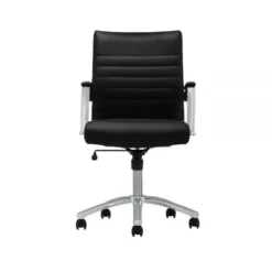 Modern Comfort Winsley Bonded Leather Mid-Back Manager's Chair, Black/Silver, BIFMA Certified -office furniture sale f3f795e62878426e23df97040342d2bbe0