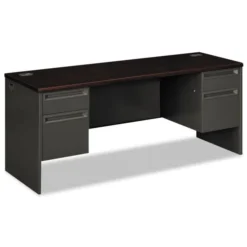 HON 38000 Series Kneespace Credenza, 72w X 24d X 29.5h, Mahogany/Charcoal