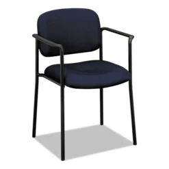 HON VL616 Stacking Guest Chair With Arms, Fabric Upholstery, 23.25" X 21" X 32.75", Navy Seat, Navy Back, Black Base