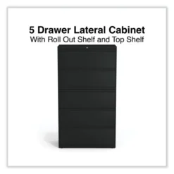 Alera Lateral File, 5 Legal/Letter/A4/A5-Size File Drawers, Black, 36" X 18.63" X 67.63" -office furniture sale f441dcce4d87badb10ae87e24cd021791a