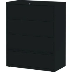 Lorell 4 Drawer Lateral File Cabinet With Roll Out Shelves, Letter/Legal/A4, 42" Width, Black