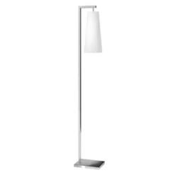 Moser 71" Tall Floor Lamp With Fabric Shade In Brushed Nickel/White