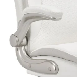 Serta Smart Layers Brinkley Ergonomic Bonded Leather High-Back Executive Chair, White/Silver -office furniture sale f4c200f330a9fc1a9f949b8d8b69950595