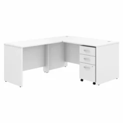 Bush Business Furniture Studio C 60W X 30D L Shaped Desk With Mobile File Cabinet And 42W Return