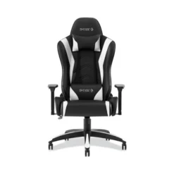 Emerge Vartan Bonded Leather Gaming Chair, Supports Up To 275 Lbs, White/Black Seat, White/Black Back, Black Base